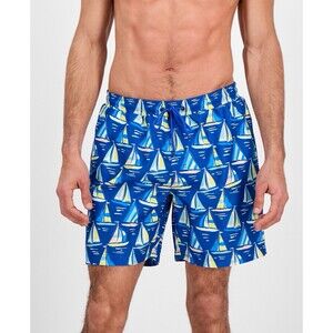 Club Room Men's Sail Boat 7" Swim Trunks - Small